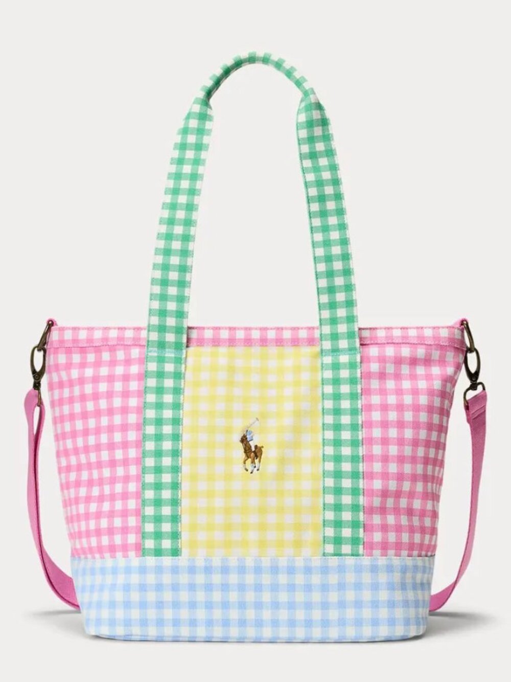 Polo Ralph Lauren Girls Canvas Gingham Logo Tote Bag